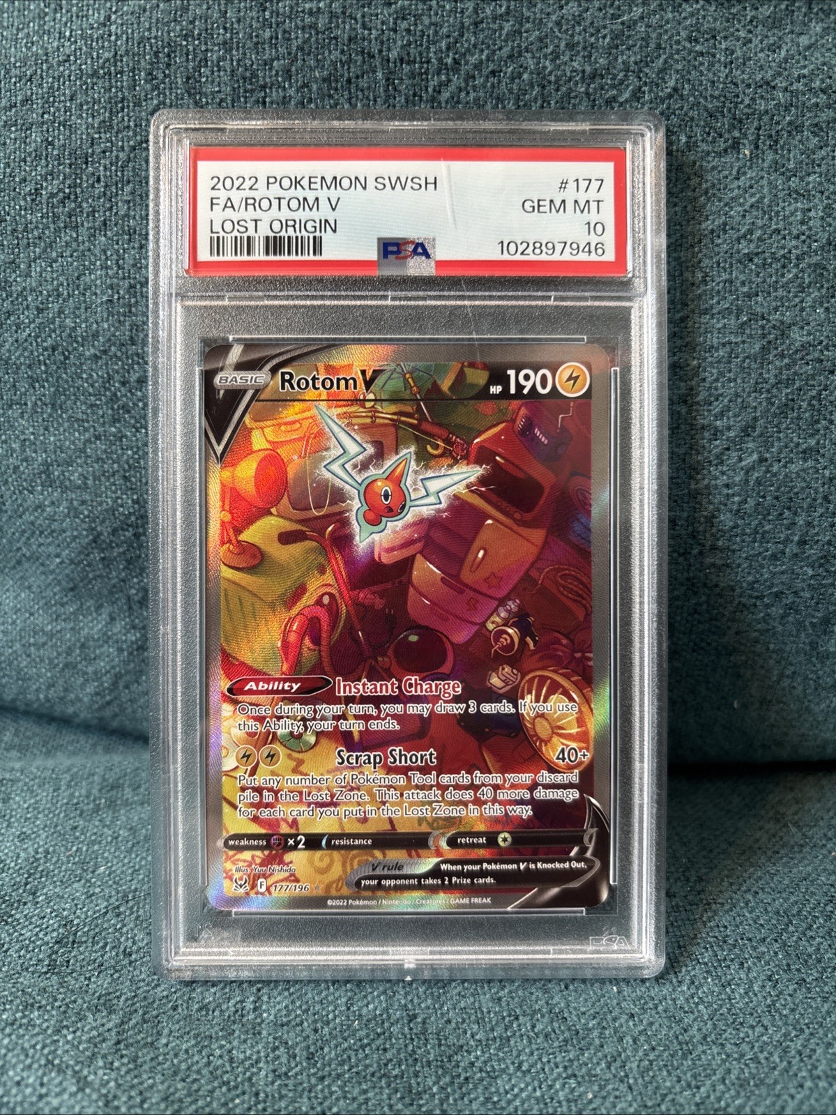 Rotom V (Alternate Full Art) 177/196 Swsh11: Lost Origin Holo PSA 10