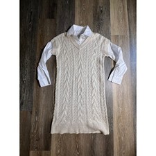 Cupcakes and Cashmere Sweater Dress Women S Beige Excellent Layered Cable Knit