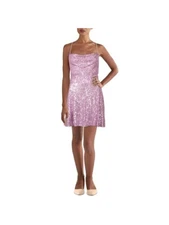 B DARLIN Womens Purple Lined Spaghetti Strap Short Dress 78