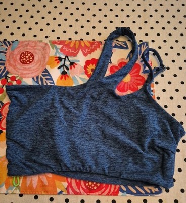 Bombshell Sportswear Lateral Scrunch Sports Bra Medium Blue Synched Workout
