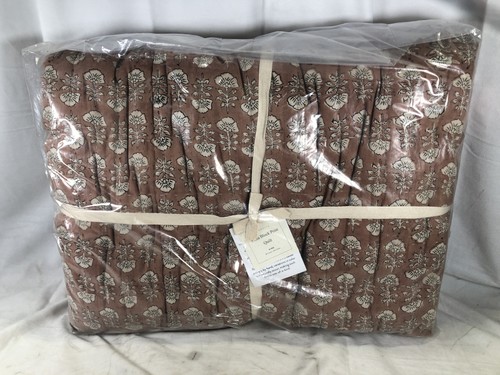 Magnolia flora Block Print King Quilt 55% Linen 45% Cotton,Desert Clay - Picture 1 of 5