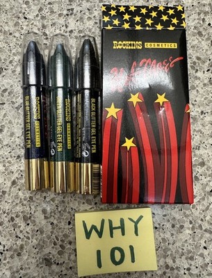Rockins Hot Mess Three Some Glitter Gel Eye Pens 3-Color FULL SZ SEALED BOX