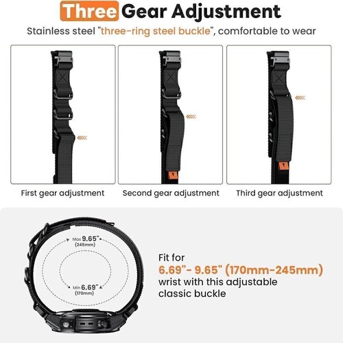 Quick Fit Nylon Band Strap For Garmin Fenix 3HR 5 5X 6 6X 7 7X Pro Mk1 Mk2i Mk3i - Picture 27 of 29