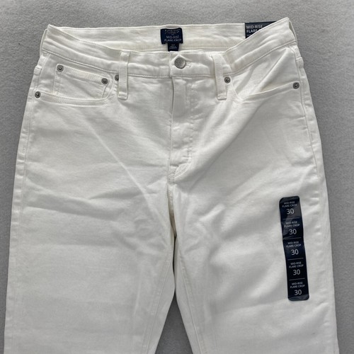 Pantalones de mezclilla J.Crew para mujer 30 tiro alto acampanados blancos firma elásticos nuevos con etiquetas - Imagen 2 de 14