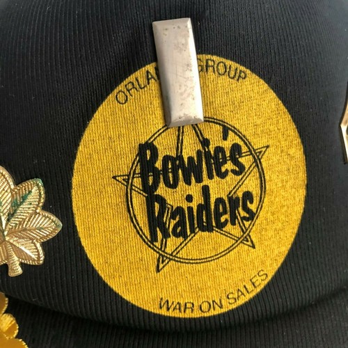 Vintage Rare Orlando Group Bowie's Raiders War On Sales Truck Hat Pins Black - Picture 2 of 8
