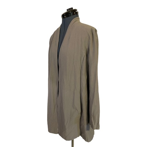 Eileen Fisher Crepe Draped Open Longsleeve Cardigan Jacket Pockets Lagenlook L - Picture 3 of 9