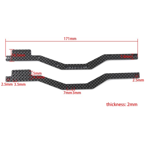 Barre telaio telaio fibra di carbonio nere per cingolato RC 1/24 assiale SCX24 90081 - Foto 10 di 10