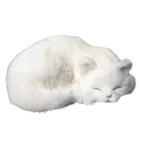 Realistic White Cat Animal Model Plush Toy Kids Stuffed Fluffy Cat Doll Gift
