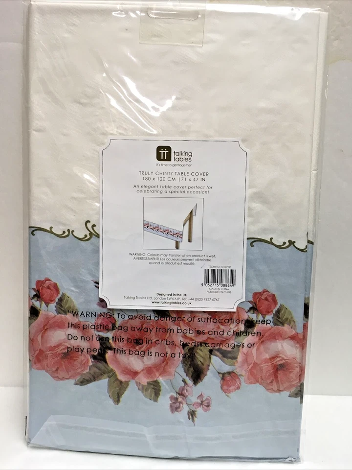 LOT OF 2 TABLE COVER TRULY CHINTZ (TALKING TABLES) 71 X 47 IN NEW IN PACKAGE - Image 2 of 3