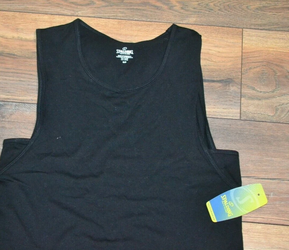 Camiseta sin mangas Spalding Activewear negra estilo logotipo camiseta sin mangas camisa de entrenamiento  Foto 3 de 3