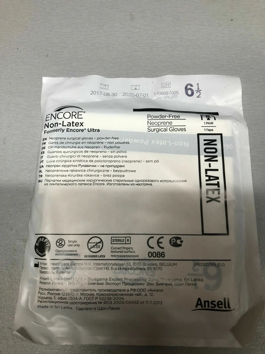 Ansell ENCORE® Non-Latex Sterile Surgical Glove – Size 6.5.
