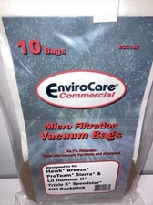 EnviroCare Micro Filtration 10 VacuumBags,Hawk,Breeze,ProTeam,Sierra,Triple S