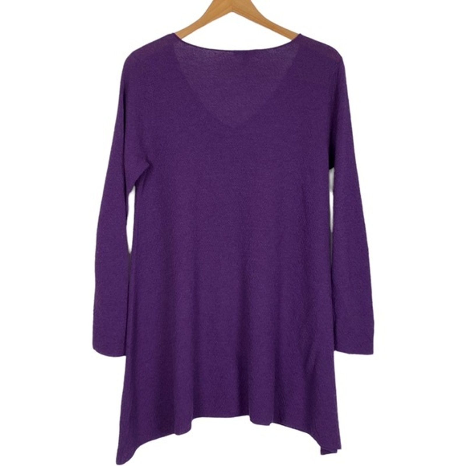 Eileen Fisher tunic top womens wool tunic sweater purple long sleeve Sz M