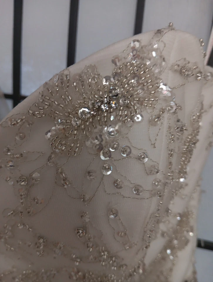 ¡NUEVO! Vestido de novia marfil con cuentas extra talla 6 diseño de jazmín magnífico que fluye suave Foto 3 de 4