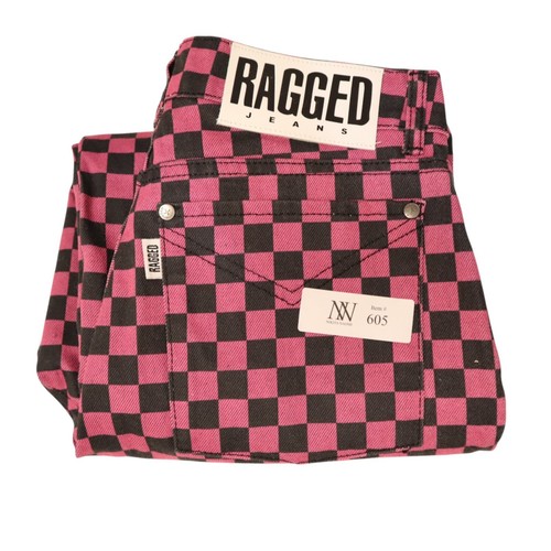 Ragged Jeans Pink & Black Checkered Women's Pants Size 28 - Picture 9 of 9