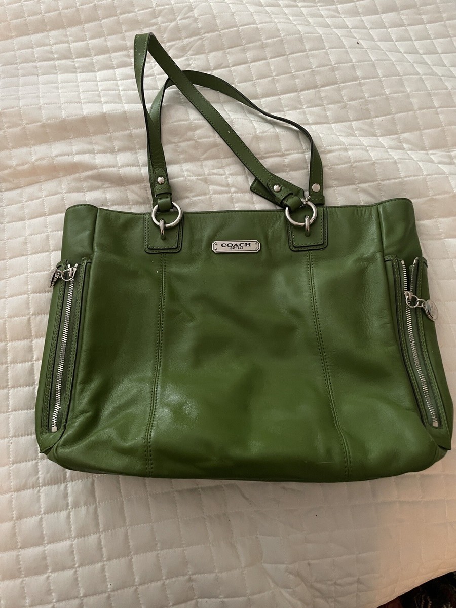 バッグ Vintage Coach shoulder bag leather green Vintage 90s Coach Leather Purse Lime Green Handbag - Etsy