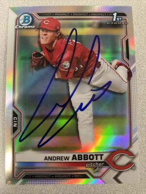 2021 Bowman Draft Chrome 1st Signed Autograph ANDREW ABBOTT Reds RC Refractor