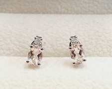 Morganite & Diamond 9ct Earrings White Gold Morganite & Natural Diamond