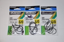 Owner 5178-161 # 6/0 SSW Saltwater Up Eye Circle Hooks 5Ct 3 packs