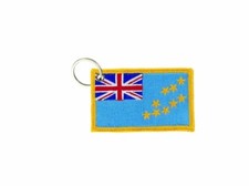 Keychain keyring embroidered embroidery patch double sided flag tuvalu