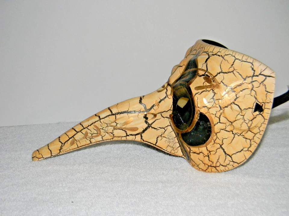 Black Venetian Long Nose Mask Masquerade Ball Prom Mardi Gras Halloween - Image 2 of 4