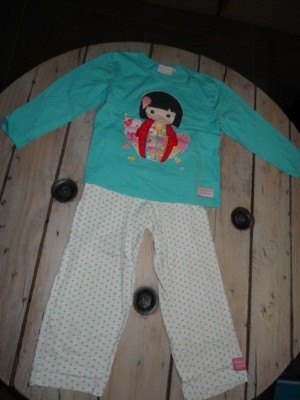 Schlafanzug Shirt Hose türkis bedruckt KIMMIDOLL JUNIOR Größe 5 Jahre
