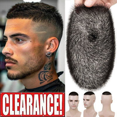 CLEARANCE Men Short Buzz Cut Hair Thin Skin Toupee Human Hair Replacement System