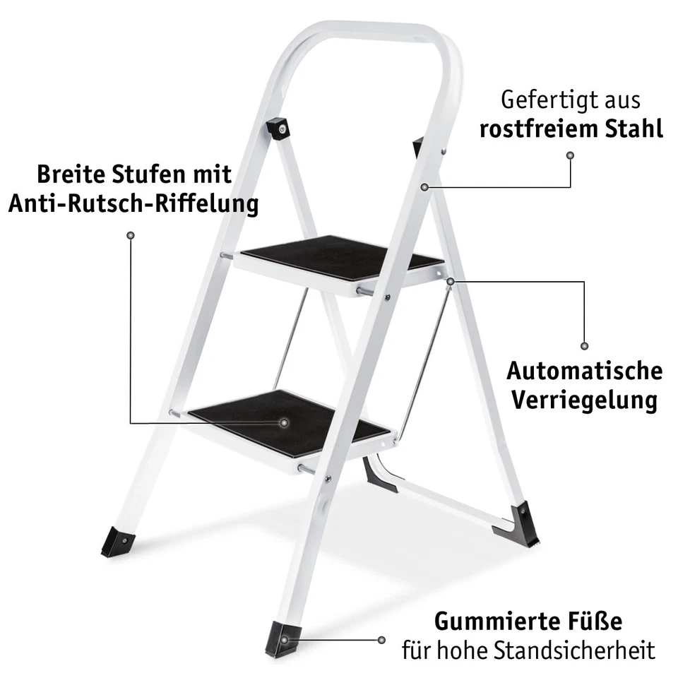 Walter Trittleiter klappbar 2 stufig Klapptritt Leiter Tritthocker Haushalt - Bild 2 von 4