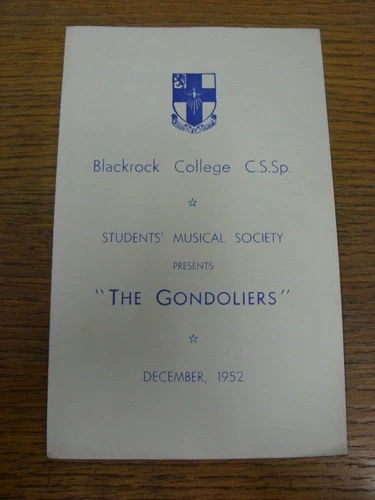Dec-1952 Concert Programme: Blackrock College Students Musical Society - The Gon