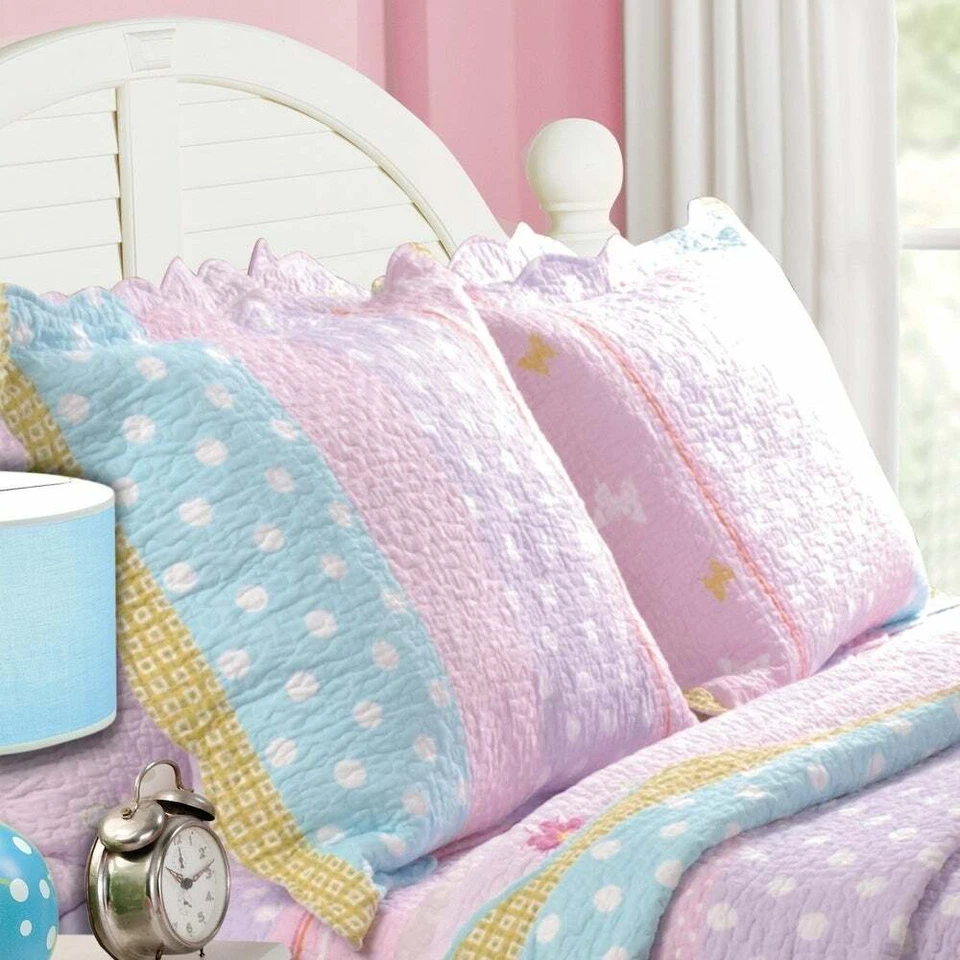 ¡NUEVO! ~ ACOGEDOR LINDO JUEGO DE EDREDÓN SUAVE NIÑA LUNARES AZUL AGUAMARINA VERDE ROSA BLANCO VERDE Foto 2 de 3