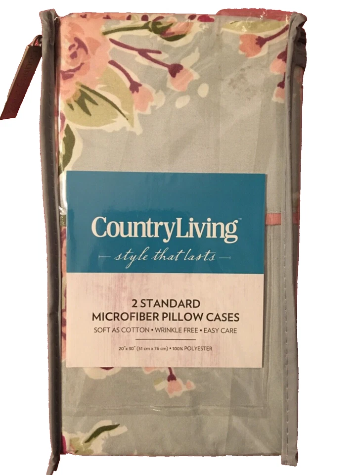 Fundas de almohada Country Living 2 estándar de microfibra*gris floral suave sin arrugas Foto 2 de 3