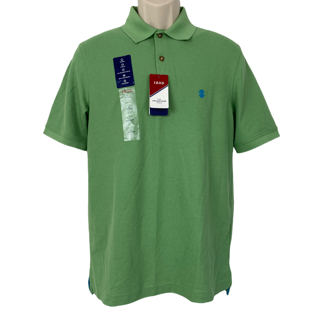 New Izod Advantage Polo Shirt Mens Small Green Short Sleeve Quick