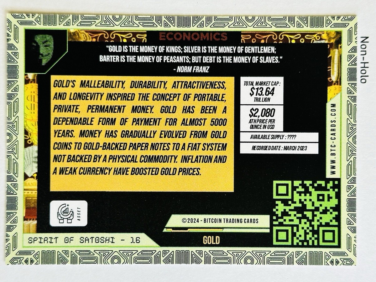 GOLD #16 2024 Bitcoin Trading Cards Spirit Of Satoshi SOS BASE /556
