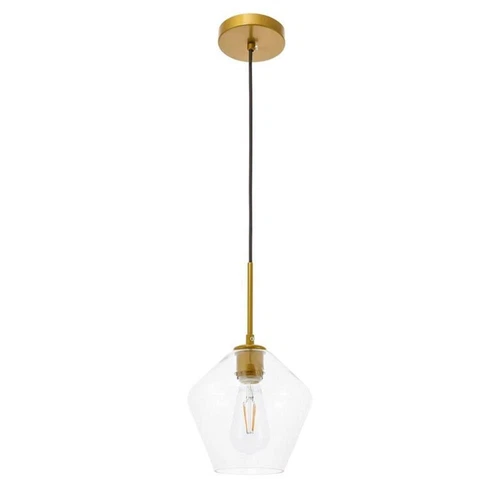 Living District Gene 1-Light Mid-Century Metal Pendant in Brass and Clear - Picture 7 of 7
