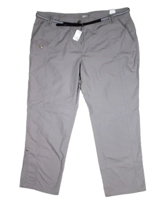 C&A CANDA Damen leichte Hose mit Gürtel Freizeit Baumwolle grau Gr. 50 Übergröße - Bild 1 von 4