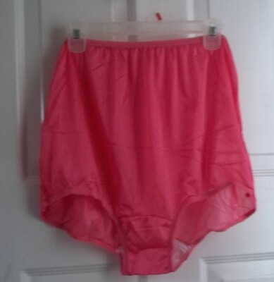 -LOT 4 NYLON BRIEFS PANTIES WHITE,GREEN,PURPLE,PINK COTTON LINED CROTCH 15