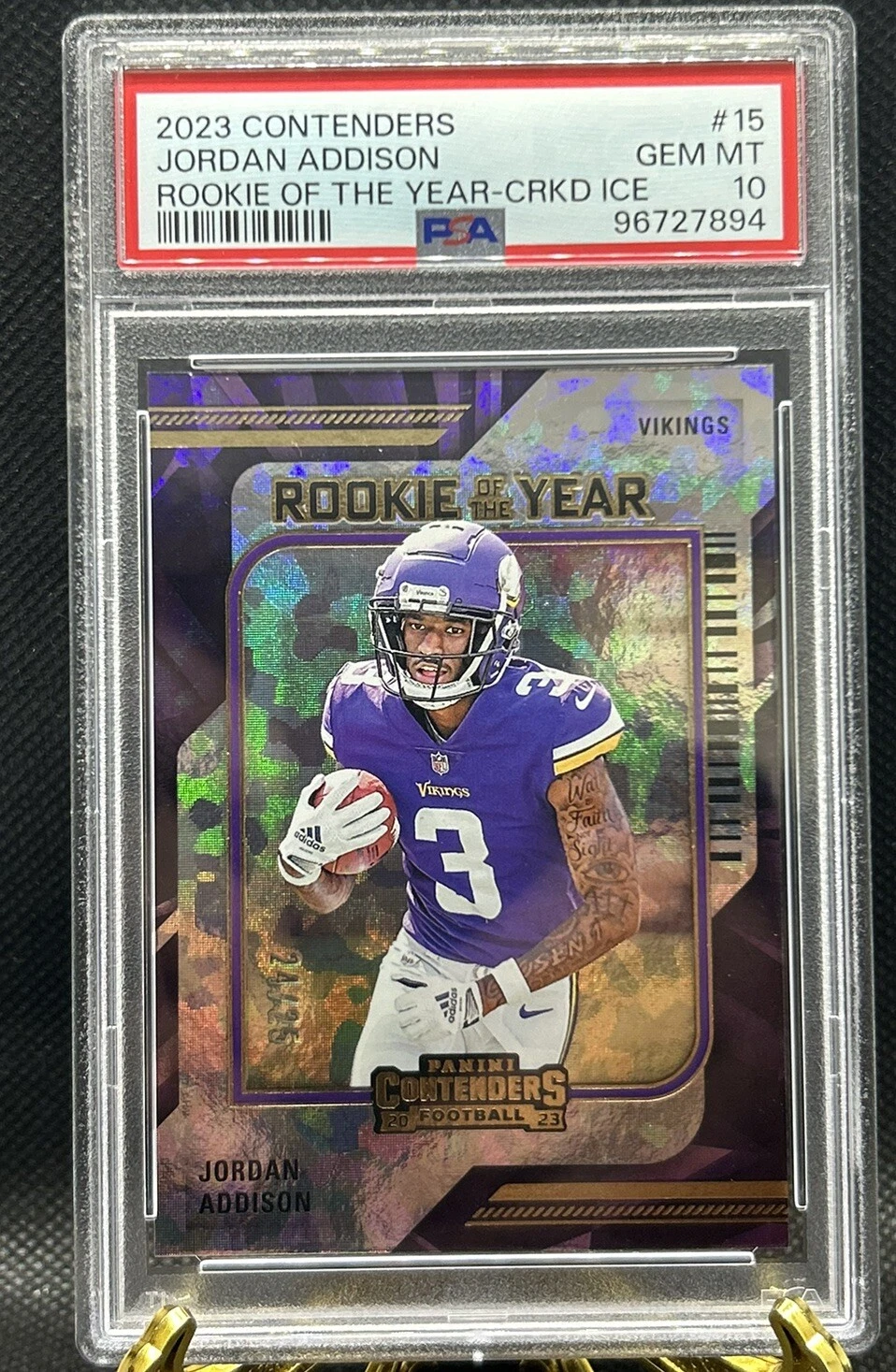 Jordan Addison Panini Contenders Rookie of the Year Contenders #15 Cracked Ice