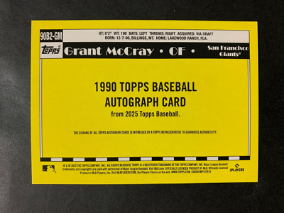 Grant McCray 2025 Topps Series 2 1990 Topps Rookie Autograph #90B2