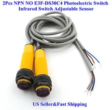 2Pcs NPN NO E3F-DS30C4 Photoelectric Switch infrared Switch Adjustable Sensor US