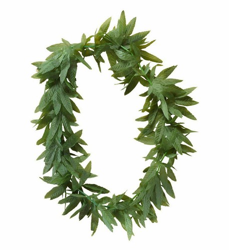 MARY J FAKE JOKE CANNABIS LEAF WEED LOOKING LEI 60'S 70'S RASTA JAMAICAN PARTY. - Picture 4 of 4