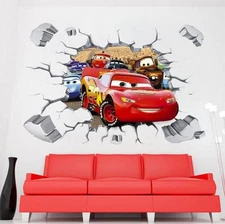 Disney 3D Cars McQueen Mater removable Wall Stickers Decal Kids Home Decor USA