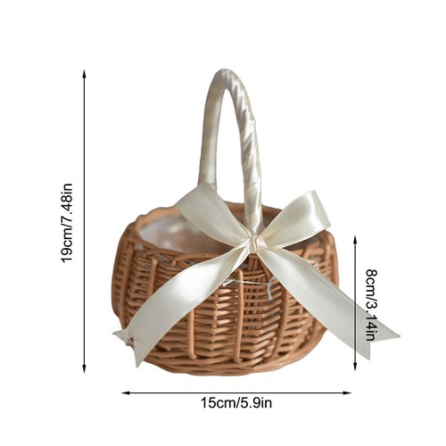 Wicker Rattan Flower Basket Woven Storage Basket with Handle Home Decoration #g - Picture 10 of 13