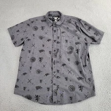 Game Of Thrones Shirt Mens XL HBO AOP Print Pocket Button Up Short Sleeve