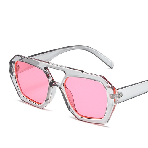 Retro Square Sunglasses for Women Men Trendy Double Bridge Sun Glasses Shades - Picture 26 of 30