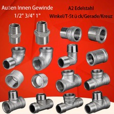 Edelstahl Rohrverbinder Winkel/T-Stück/Gerade Außen/Innen Gewindefitting 1/2 3/4