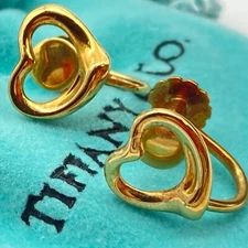 Tiffany & Co. Open Heart Gold Elsa Peretti Earrings 3.1g