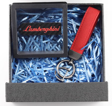 Lamborghini Red Real Carbon Fiber Car Logo Keychain Key Ring NIB