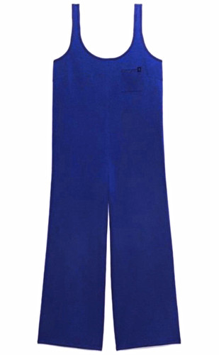 Savage x fenty Blue Scoop Neck Sleeveless Wide-Leg Jumpsuit w/ Pockets, Women S