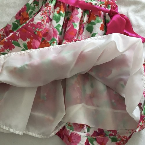 Chaps Pink Orange Floral Fit & Flare Girls Size 6 Sleeveless Dress - Picture 6 of 7