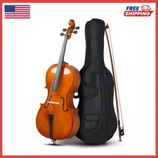 3/4 Cello, Beginner Cello Acoustic Cello Set with Portable Bag, Bow, Rosi